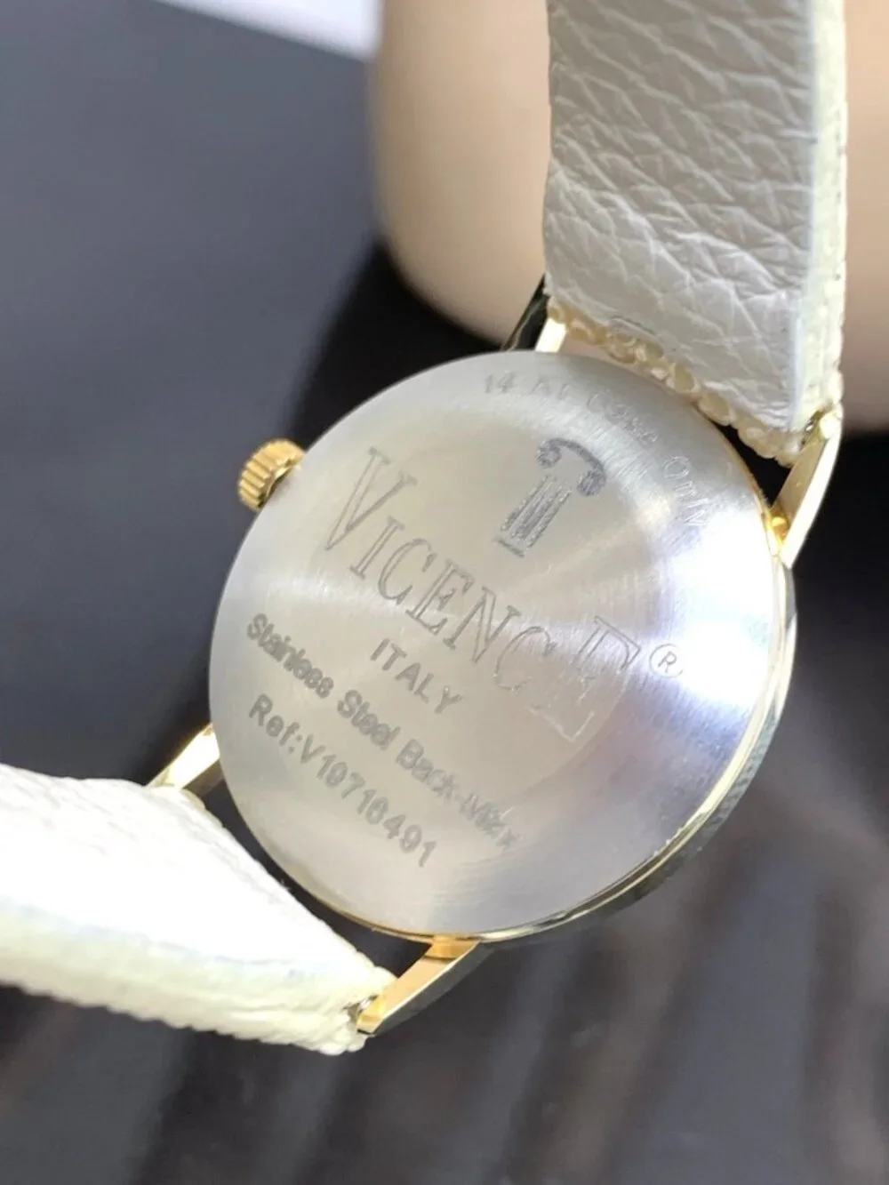 Vicence Women's Watch Swiss Quartz 14K Yellow Gold Case Leather Strap 26mm
